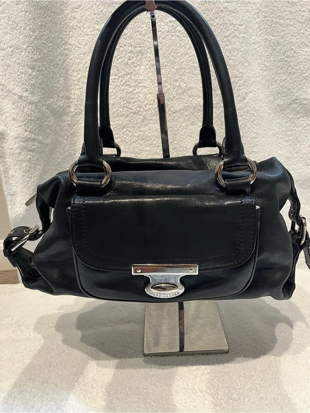 Marc Jacobs Black Leather Hobo Handbag